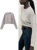 Kadın Sweaters Moda Kadınlar İçi Boş Örme Süveter 2023 Gündelik O yaka Uzun Kollu Küleyler Üstler Sonbahar Katı Kısa