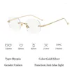 Güneş gözlüğü yüksek kaliteli kare bayanlar eksi gözlük unisex rimless anti-mavi ışık ultra aydınlık metal kısa görüş gözlükleri optik eeywear