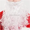 Juldekorationer dekoration Santa Claus Beard Simated White Wig Diy Ornament Xmas Cosplay Prop Year Party Decor Supplies Drop Dhkwo