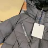 新しいデザイナーベビージャケット冬の長い子供コートサイズ110-160ロゴ印刷キッズ服フード付きガールズアウトウェアNov55