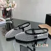 shoes Ballet flats Designer dress shoes Round Toe Rhinestone leather rivet buckle Flat Shoes mesh Mary Jane o04Q#3tghr4