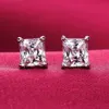White Gold Filled Square Zircon Earrings Punk Style Wedding Engagement Jewelry Women and Men diamond Earring Brinco Brincos 8MM242B