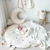 Couvre-matelas à langer circulaire pour bébé, tapis à langer de dessin animé, tapis de sol lavable, fleur de lapin brodée, décoration de chambre d'enfant Q231202