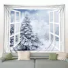 Tapestries Winter Pine Forest Landscape Tapestry White Snowflake Christmas Tree Wall Hanging Blanket Living Bedroom Dorm Decoration Curtain 231201