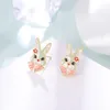 Boucles d'oreilles mignonnes en alliage rose et vert pour femmes et filles, bijoux à la mode pour enfants, 2023