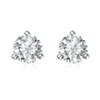 Stud 100% Real VVS1 Moissanite Earrings For Women 0 3 0 5 1 2ct D Color 925 Sterling Silver Classic Korean Fine Jewelry183p