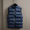 Gilets pour hommes Hommes Automne et hiver Couleur unie Gilet Épaules Stand Up Collier Zipper Double Poches Undershirt Veste Down Hommes Vêtements