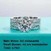 Wedding Rings AnuJewel 3ct Main Stone Total 4 15ct D Color Ring Set Bridal Sets Band Silver With GRA Wholesale 231130