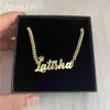 AurolaCo Aangepaste naam kettingen met kroon Cubaanse ketting kettingen roestvrij staal aangepaste brief ketting voor vrouwen cadeau 211123305F