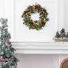 装飾的な花の花輪クリスマスリース付き玄関の玄関ハンガーガーランド人工ベリーハンギング装飾品の壁飾り231201