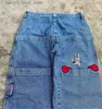 Herrbyxor streetwear jnco jeans kvinnor harajuku hiphop stor ficka blå vintage baggy jeans ny gotisk hög midja bred benbyxor q231201