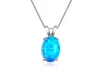 Bijoux de mariage LuckyShine 1 pièces magnifique Style Fine bleu ovale véritable opale pierre précieuse argent mode femmes charme collier pendentif4259414