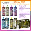 UZY Bar 8000 Puff Disposable Vape Pen Mesh Coil Rechargeable 600mAh Battery Vapers 0%2%3%5% 18ml Prefilled Pod 10Flavors Puffs 8k Electronic Cigarette