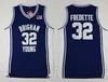 Mens Brigham Young Cougars College Basketball Jerseys 32 Jimmer Fredette Ed Navy Blue Shirts White NCAA Jersey Tops