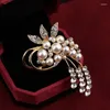 Brooches Elegant Peacock Butterfly Rhinestone Brooch Pin Bee Leopard Music Note Simulated Pearl Fashion Flower Crown Gift