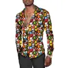 Chemises décontractées pour hommes Hommes Noël Floral Chemise Plus Taille Fun Casual Robe Blouse Automne Pour Hip Hop Robes Longues Designer Vêtements De Luxe 231201