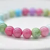 Strand 3 stycken/set färgglad godisfärgad pärlstav kristallglas Jade -armband för flickors födelsedagspresenter