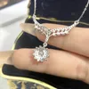 Chokers DW 05CT Diamond Fish Tail Sun Flower Pendant Necklace For Woman Real 925 Sterling Silver Chain Luxury Fine Jewelry 231130