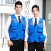 Men's Vests Reflective Advertising Hollow Mesh Breathable Vest Multi Pockets Volunteer Quick Dry Working Men Workwear For Tools