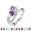 웨딩 반지 부부는 Birthstone 925 Sterling Silver Jewelry Mother Daughter Ring Personalized Gift 231130과 함께 그녀의 커스텀 2 이름에 대한 약속 231130