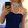 Chains Women Pearl Top Body Chain Jewelry Sexy Multilayer Tassel Long Sleeve Bra Camisole Necklaces Collar Partywear