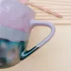 Tassen, 400 ml, nordischer Stil, rosa Ofen-Transformations-Tasse, hohes Aussehen, große Kapazität, Keramik-Wassertasse, Heimbüro, Tee