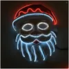 Party Masks Neon LED Lighting Father Christmas Mask Santa Claus Cosplay El blinkande kriss Kringle för Drop Delivery Home Garden Fest Dhnxe