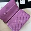 9a quality Purple Wallet cowhide designer chain bags Ladies shoulder bag Card Holder crossbody women quilted purse bag 19cm gold caviar Leather Coin Purse