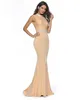 High Neck Mermaid Satin-chiffon Backless Bridesmaid Dress Split Front Court Train Formal Dresses