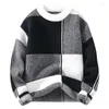 Erkek Sweaters 2023 Sonbahar ve Kış Moda Trendi Damalı Sıcak Örgü Günlük Gevşek Konforlu Konforlu Kalınlaştırılmış Büyük Boy Kazak M-3XL