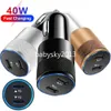 Fast Charging 40W Dual USB C PD Car Charger Alloy Metal Power Adapters For IPhone 13 14 15 Pro Max Samsung S23 S24 Htc Android b1 Gps PC