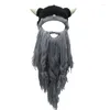 Berets Funny Beard Knit Beanie Hat Winter Warm Mask Cap For Creative Pirate Horn