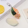 Keychains Lanyards Creative Food Keychain Fish Block Model Restaurant Shooting Props Fun Car Key Ring Bag Pendant SMYCEM Gift R231201