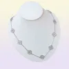 Varumärkeshänge 10 Flower Necklace 4Four Leaf Clover med diamanter Eleganta klöverhalsband för Woman Jewelry Gift Quality9394785