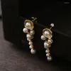 Boucles d'oreilles pendantes The Spot! Style! QingHuan – aiguille en argent Sterling 925, styliste uni, fabriquée à la main à Taiwan, les escargots sont des oreilles de perles naturelles
