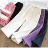 Trousers 3-12Years Autumn Winter Girls Thick Warm Wide-Leg Pants Fashion Korean Children's Loose Casual