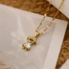 Ketten Kleine Rosa Kristall Mädchen Halsketten Für Frauen Kupfer Vergoldet Figur Einfache Schmuck Geschenke