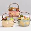 Vaser Creative Succulent Ceramic Flower Pot With Relief Rough Pottery and Breattable Plant Ware 231130