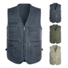 Life Vest Buoy Mens Vest Tactical Outdoor Webbed Gear Coat Summer Fishing Waistcoat Men Tool Multi-Pockets Mesh Work Sleeveless Jacket Male 231201