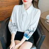 Women's Blouses Printed White Women Shirt Three Quarter Blouse Fashion Womens Tops Fold Button Shirts And Autumn Elegant Female Clothing