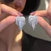 Kolczyki na studiach kształt serca krystaliczny łańcuch europejski w stylu amerykański moda moda moda ms Wedding Akcesoria hurtowe