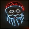 Party Masks Neon LED LED LED Maska Świąteczna Święty Koplacja El Flashing Kriss Kringle na dostawę dostawy Home Garden Fest Dhceh