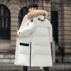 Men's Down Parkas Couple's winter new jacket tide brand big wool collar 90 white duck down long coat men's and women's wear