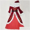 Juldekorationer Veet Men/Women Santa Claus Costume Par Par Party For Xmas Wholesale Drop Delivery Home Garden Festive Suppl Dhvta