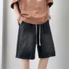 Jeans Men Denim For Boy S Summer Shorts Light Blue Black Loose Fit Wide Leg Drawstring Knee Length