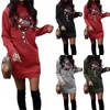 Vrouwen Hoodies Rode Kerst Jurk Lange Mouw Losse Elegante Feestjurken Herfst En Winter Gewaad Femme Kleding Vestidos Plus Size