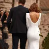 Бальные платья Verngo Modest цвета слоновой кости эластичное атласное свадебное платье русалки с длинными рукавами с высокой шеей Дубай арабское женское вечернее платье Одежда T230502
