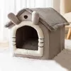 kennels pens Soft Cat Winter House Dog Cat Bed Foldable Cushion Pet Sleepping Bed Enclosed Pet Tent Pet House Pet Bed Portable Travel Nest 231130
