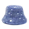 Chapeaux à large bord seau femmes hiver fausse laine chapeau Strar coeur imprimé chaud Panama pêcheur casquette 231130