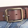 Cinture Cinture in pelle di vacchetta casual retrò da uomo di alta qualità Solido pura pelle di mucca Cintura in ottone con fibbia ad ardiglione in metallo per uomo 3,8 cm 231201